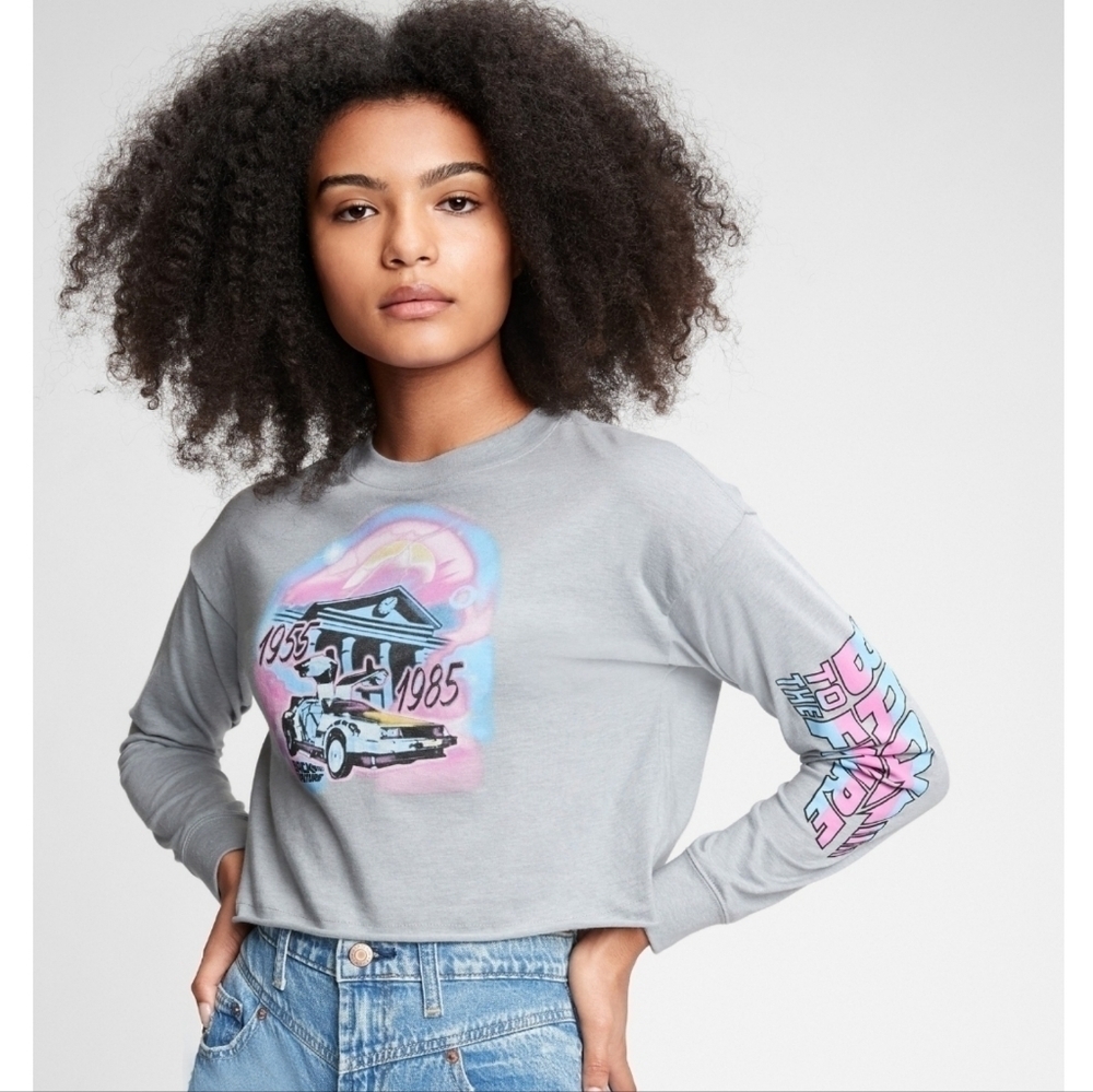 Gap Teen Back To The Future Long Sleeve Crop Top XL